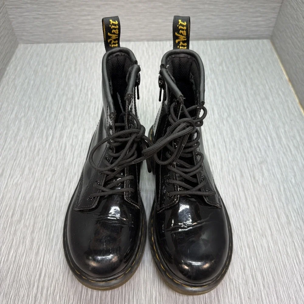 Dr Martens 1460 Youth‎ Boots Black Patent Lace Up Size 13